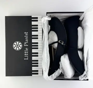 [ 새상품급 ] 리틀 피아니스트 26cm 피아노 슈즈 블랙 음표 자수