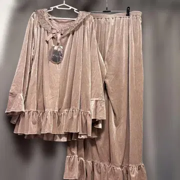 시마무라 x 쿠루미 씨 벨로아 룸웨어 상하의 3L 핑크