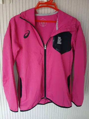 ASICS 후드 부착 핑크 자켓