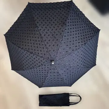 HANAE MORI 블랙 전체 레이스 접이식 양산 블랙 파우치 포함