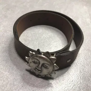 이탈리아제 가죽 벨트 태양 버클 빈티지 천연 가죽