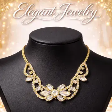 골드 컬러 비즈 목걸이 44cm 클리어 비즈 화려함 고급 결혼식