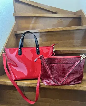 에나멜 2way 핸드백/악어 무늬 백 2종 세트 4way