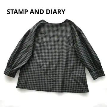 스탬프앤다이어리 2way 깅엄 체크 7부 소매 블라우스 일본제