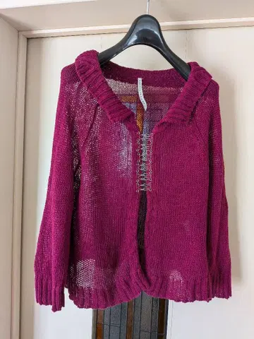 sunaokuwahara 마젠타 가디건 6부 소매 린넨 소재