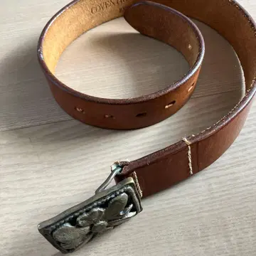 빈티지 가죽 벨트 꽃 모티브 버클 벨트