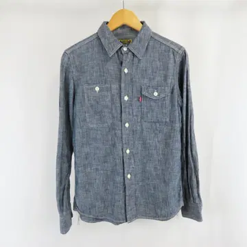 GOWEST 로고 샴브레이 데님 워크 셔츠 1 네이비 남성용