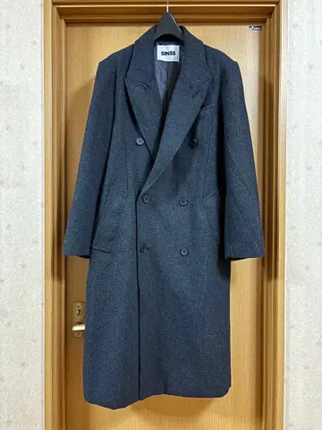 SINSS 클래식 울 블렌드 트위드 코트 XS 차콜