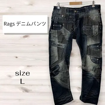 Rags 데님 팬츠 패치워크 인디고 Y2K