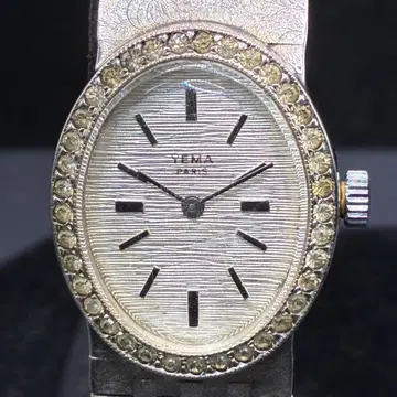 작동 YEMA 이예마 수동 와인딩 손목시계 22mm 스톤 여성용 오벌