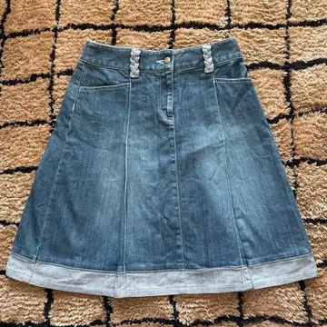 데님 플레어 스커트 웨빙 벨트 포함