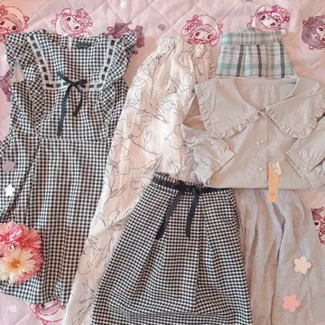 에블린 깅엄 체크 원피스 스커트 묶음 판매