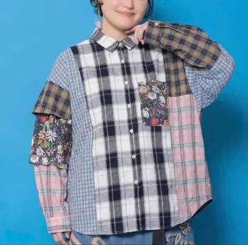 [스칼라] 체크 or 스트라이프 올 패턴 아지메 패치워크 셔츠