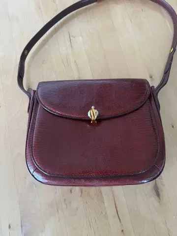 다크 레드 가죽 숄더백 도마뱀 가죽