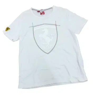 4C486-64 페라리 x 푸마 빅 로고 티셔츠 L 화이트