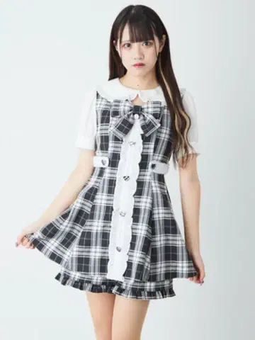 Ank Rouge 체크 프릴 콤비네존 발바닥 택 포함 미사용