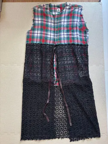 yuumi ARIA 체크 무늬 레이스 베스트 원피스