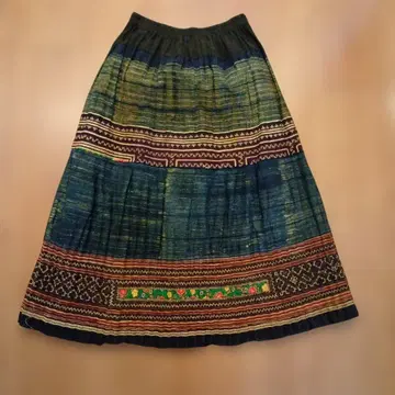 몽족 자수 빈티지 원단 염색 스커트