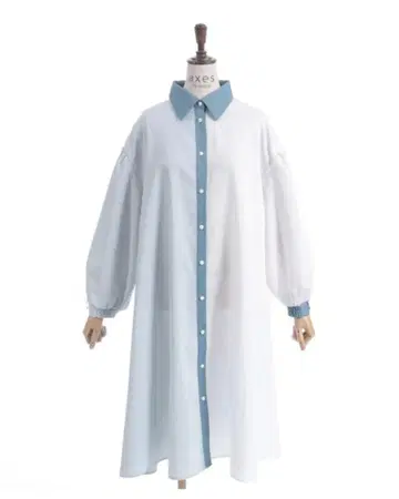 axes femme (엑시즈팜) 스트라이프 배색 절개 셔츠 원피스