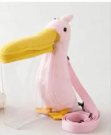펠리컨 봉제 인형 미니백 라운드원 한정판 핑크