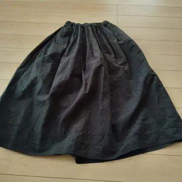 아틀리에 드 사봉 흑먹색 린넨 혼방 플레어 스커트 리메이크