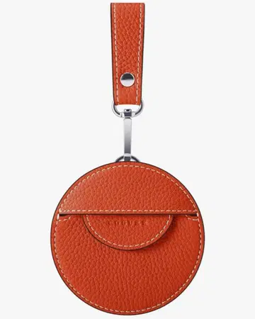 COGURE 라운드 플랫 파우치 코인 케이스 천연 가죽 오렌지