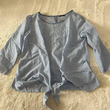 SHIPS 쉽스 스카이블루 스트라이프 반팔 셔츠 앞 리본