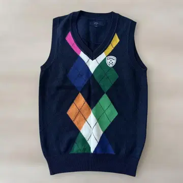 다이아몬드 패턴 네이비 니트 베스트