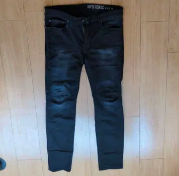 HYSTERIC GLAMOUR 남성 데미지 가공 스키니 데님 팬츠