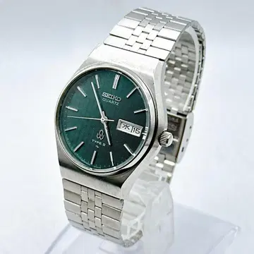 SEIKO 세이코 타입2 쿼츠 남성용 손목시계 그린 데이데이트 레어