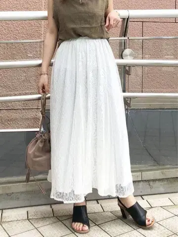 ungrid 언그리드 패치워크 레이스 플레어 맥시 스커트
