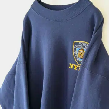 프룻 오브 더 룸 NYPD 폴리스 자수 맨투맨 XL 네이비 구제 의류