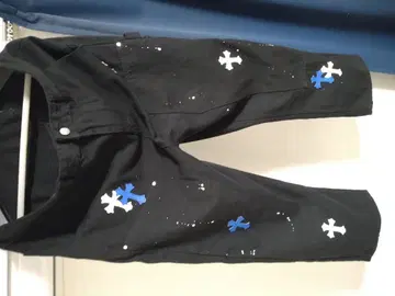 페인터 팬츠 블랙 크로스 패치