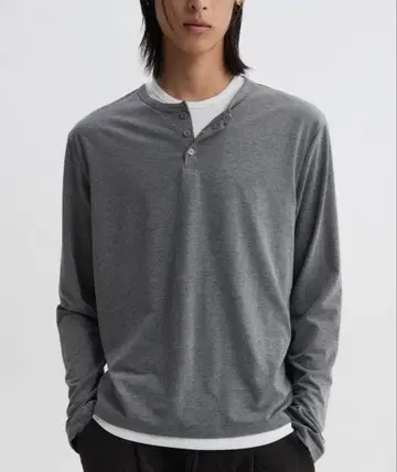 DNSR 레이어드 헨리넥 롱 슬리브 그레이 M 택 포함