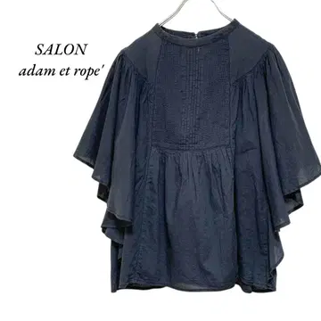 SALON adam et rope' 프릴 개더 블라우스 차콜 그레이