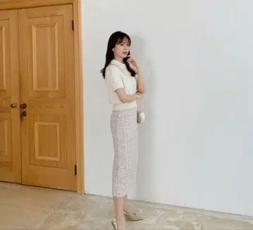 ENEU 믹스 트위드 타이트 스커트