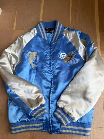 파란색 호랑이 잉어 자수 스카잔 160cm