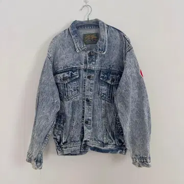 80~90s 데님 자켓 케미컬 워시 와펜 구제 의류
