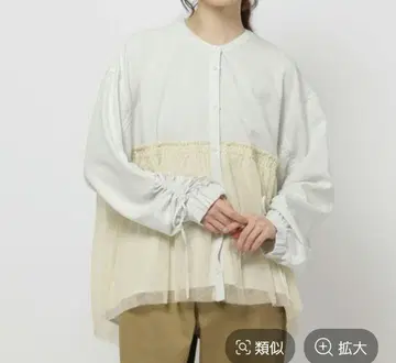 니코앤드 - 니코앤드 튤 콤비 리본 블라우스 아이보리