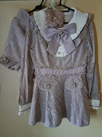 LIZ LISA 레이스 셋업 & 비쥬 리본 핑크 미사용