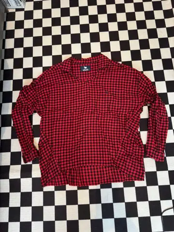 빨검 깅엄 체크 셔츠 플란넬 셔츠 긴팔 Y2K 그런지 아메카지