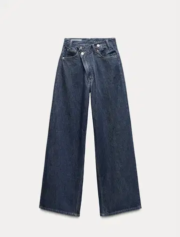 ZARA TRF 하이웨스트 와이드 레그 크로스 벨트 청바지