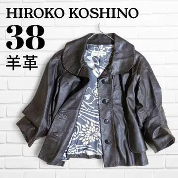 새상품급 히로코코시노 라무 레더 자켓 양가죽 7부 소매 숏 기장 38 M