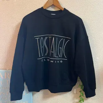 미사용급 토탈 스탈직 페코 자수 문자 상의 블랙 오버 사이즈