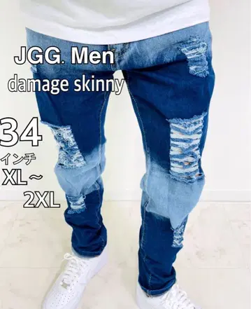 JGG.Men 제깅맨 스키니 팬츠 데미지 데님 tb34