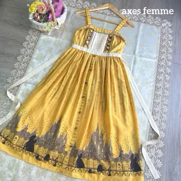 axes femme 새상품 미녀와 야수 점퍼 원피스 옐로우 컬러
