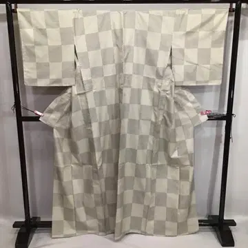 [ 1641 ] 본고장 오시마 명주 백 오시마 바둑무늬 단의