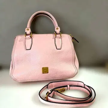 MCM 핑크 가죽 핸드백 중형 (숄더/크로스백 가능)