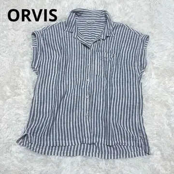 ORVIS 오비스 린넨 믹스 반팔 스트라이프 셔츠 상의