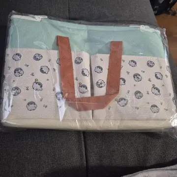 코우펜짱 큰 포켓 달린 바스켓 민트 그린